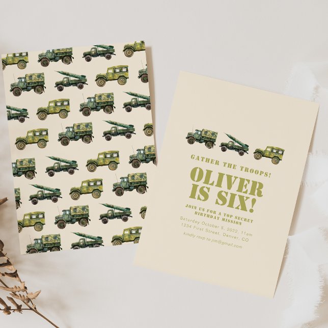 Rassembler les troupes Invitation d'anniversaire m (Créateur téléchargé)