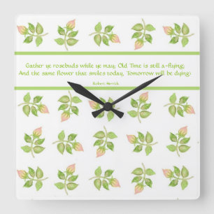 Rassembler Rosebuds Citer Mur Horloge