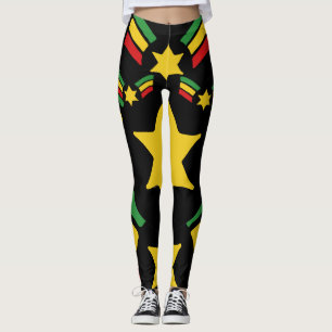 Rasta Reggae Leggings Militaires Stars Design