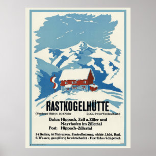 Rastkogelhütte Allemagne Poster vintage 1938