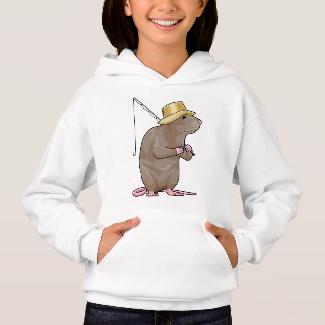 Rat à la pêche avec bâton de pêche (Devant)