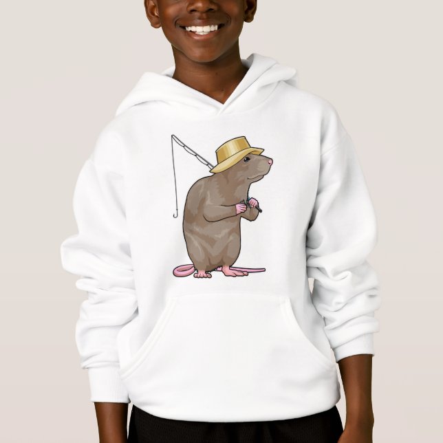 Rat à la pêche avec bâton de pêche (Devant)