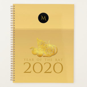 Rat Année 2020 fruits Élégant Monogramme Planner