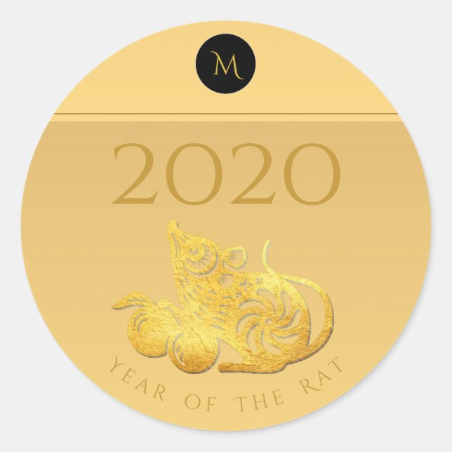 Rat Année 2020 fruits Élégant Monogramme R Sticker (Devant)
