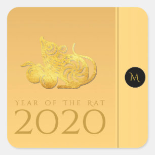 Rat Année 2020 fruits Élégant Monogramme S Sticker