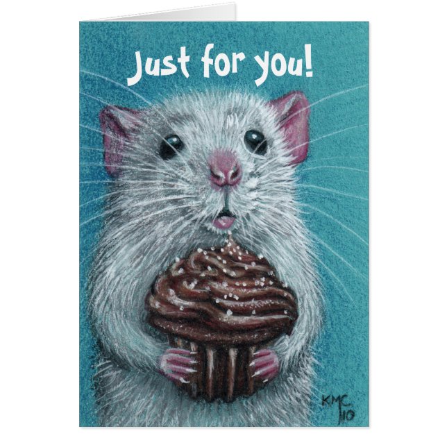 Rat avec la carte de petit gâteau de chocolat (Devant)