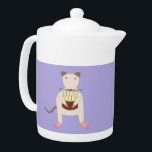 Rat de Siamese avec gâteau d'anniversaire<br><div class="desc">Cette superbe théière présente une image graphique d'un rat chic de Siamèse mignon avec un corps couleur crème, pieds et pattes roses, oreilles brunes, nez et queue et petits yeux rouges. Le petit rat sucré tient dans ses pattes un délicieux gâteau d'anniversaire. Le gâteau est un gâteau au chocolat surmonté...</div>