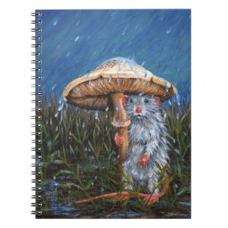 Rat sous la pluie sous le carnet de champignon