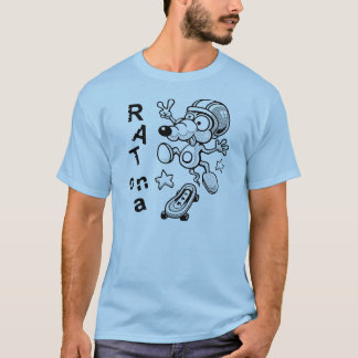 Rat sur un T-shirt de planche à roulettes