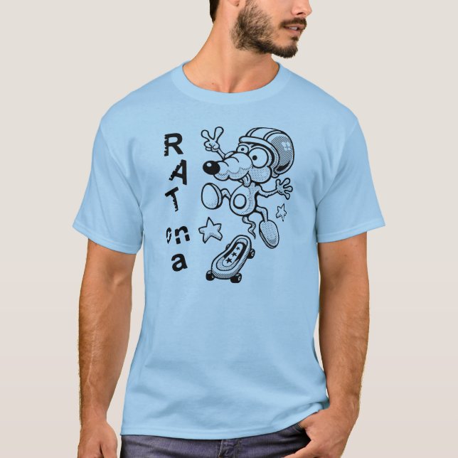 Rat sur un T-shirt de planche à roulettes (Devant)