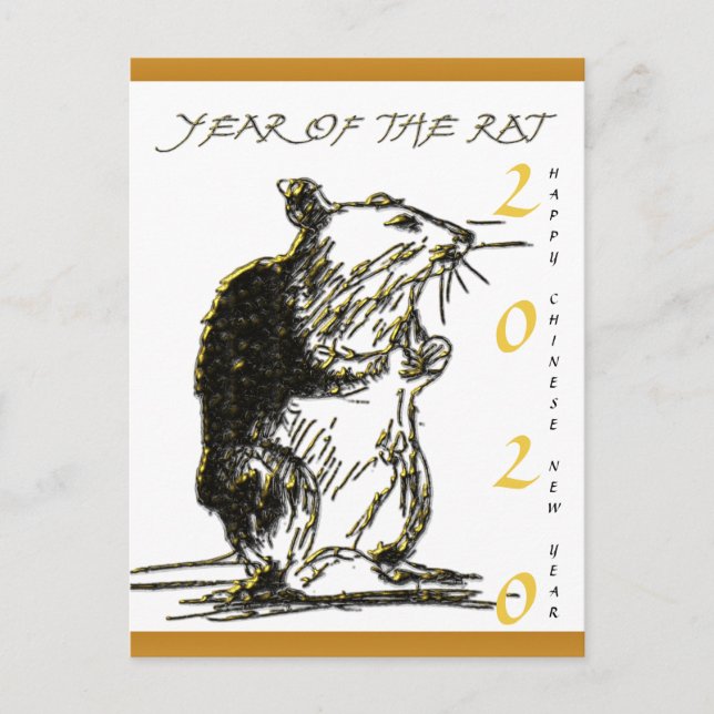 Rat Year 2020 Carte de voeux de dessin originale (Devant)