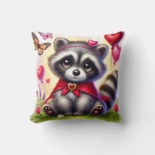 Raton laveur chéri – Coussin de la Saint-Valentin (Recto)