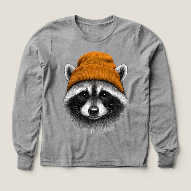 Raton laveur mignon avec bonnet - Graphisme faune  (Motif recto)