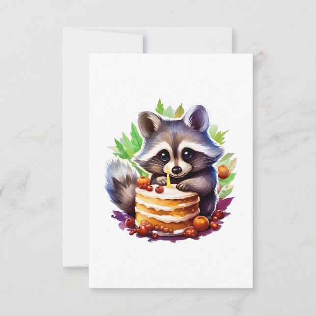 Raton laveur Printemps d'été avec gâteau de 1e ann (Devant)