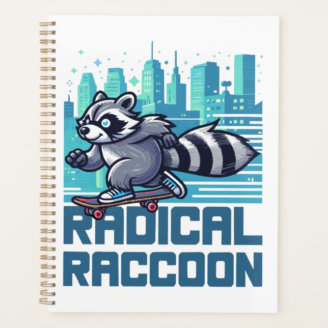 Raton laveur radical skateboardeur urbain (Devant)