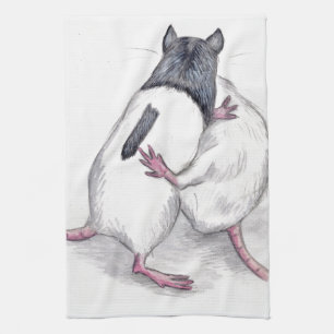 rats jouant la serviette de cuisine