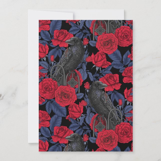 Ravages et roses avec des feuilles bleu foncé (Devant)