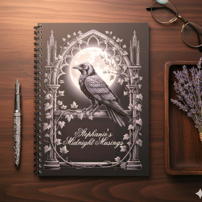 Raven Under Moon Gothic Midnight Journal (Gothic raven personalized journal)