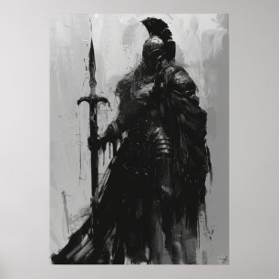 Ravenn Warrior dans Poster d'armure en plaque noir