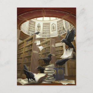 Ravens dans la carte postale de la bibliothèque