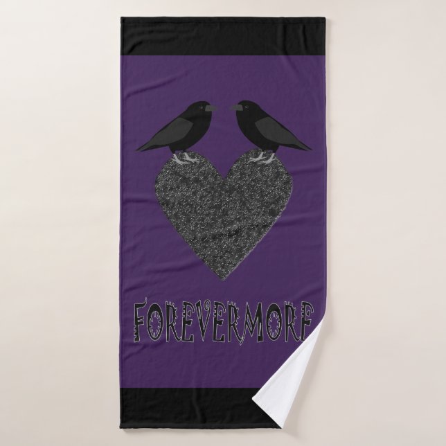 Ravens gothiques et Coeur noir (Serviette de bain)