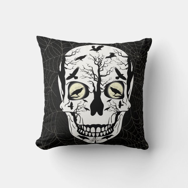 Ravens Skull Skeleton Coussin Décor d'origine (Recto)