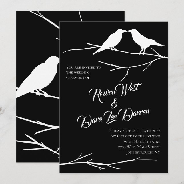Ravens sur le Ciel Noir Invitations de mariage got (Devant / Derrière)