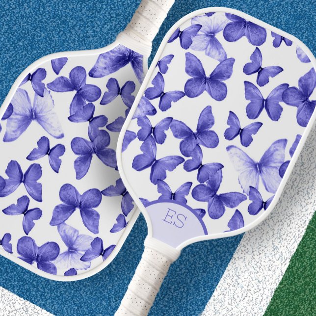 Ravissante raquette de pickleball bleue papillon m (Créateur téléchargé)