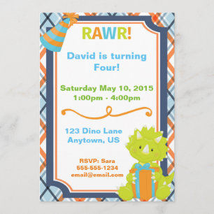 RAWR ! Invitation d'anniversaire Dino Party