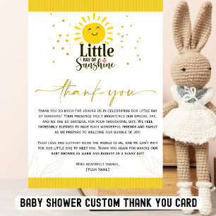 Ray of Sunshine Baby shower Carte de remerciements