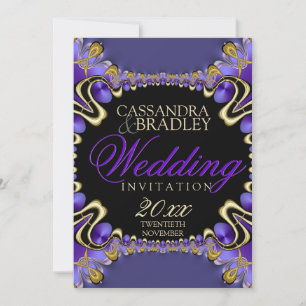 Rayalina : Purple Black Gold Wedding Invitations