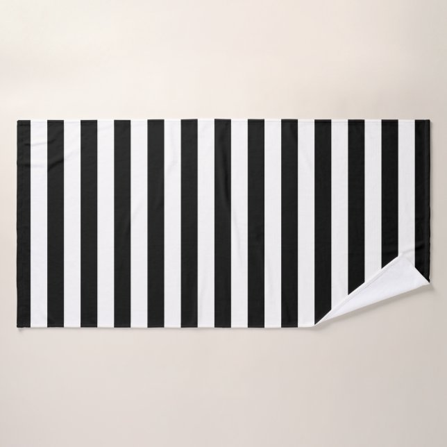 Rayé élégant blanc et noir (Serviette de bain)