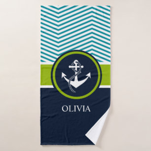 Rayé, monogramme, élégant, nautique, moderne,