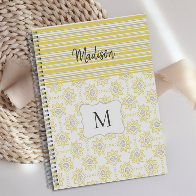 Rayes grises jaunes Abeille Monogramme tendance (Créateur téléchargé)