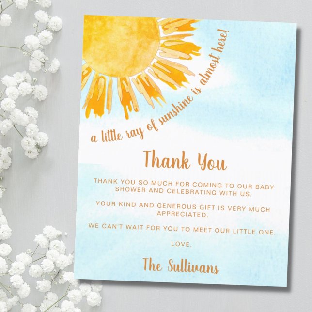 Rayon Budget Du Merci De Baby shower Sunshine (Créateur téléchargé)