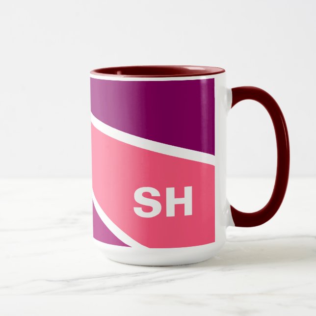 Rayons colorés Mugs monogrammes personnalisés (Droite)
