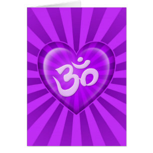 Rayons de pourpre de l'OM de coeur d'amour de yoga