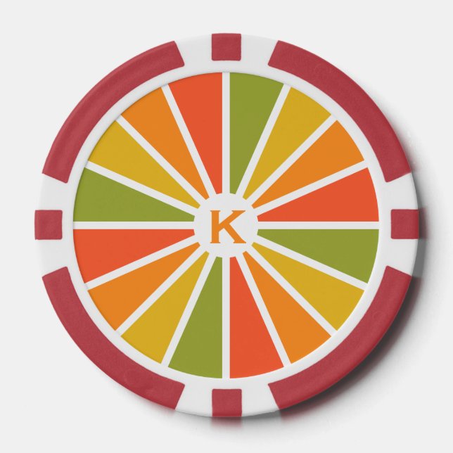 Rays Motif personnalisé jetons de poker monogramme (Recto)