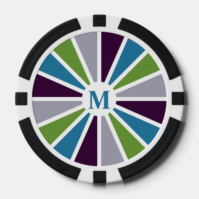 Rays Motif personnalisé jetons de poker monogramme (Recto)