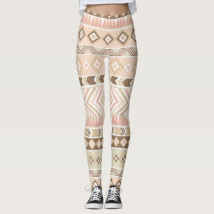 Rayure aztèque tribale beige Legging de sable rose