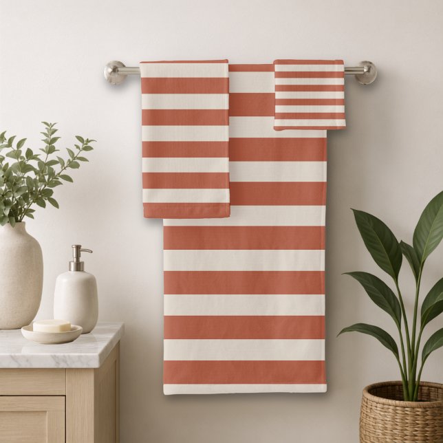 Rayure cabane Boho terre cuite orange et sable  (Créateur téléchargé)