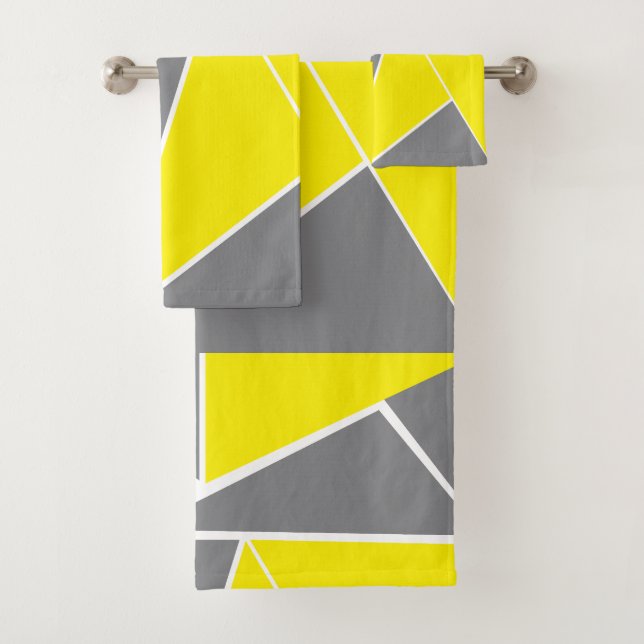 Rayure géométrique Chevron Gris Jaune  (En situation)