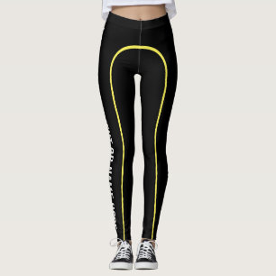 Rayure jaune Leggings appelée personnalisable de