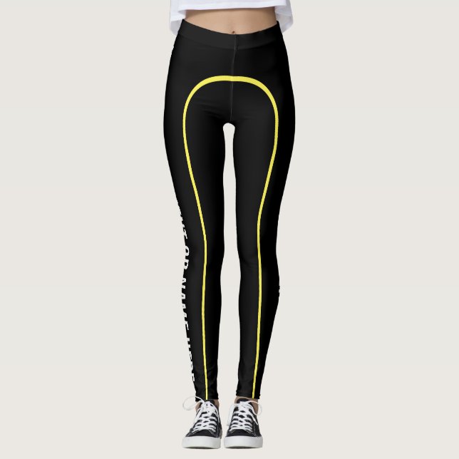 Rayure jaune Leggings appelée personnalisable de (Devant)