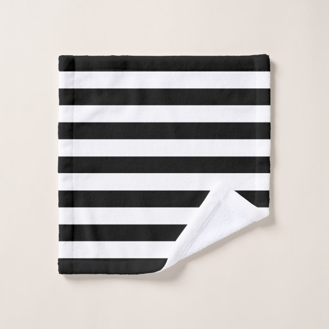 Rayure moderne noir et blanc (Gant de toilette)