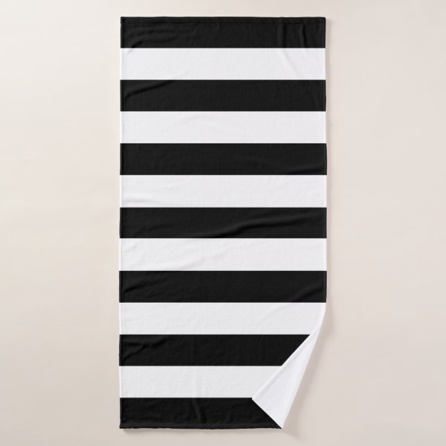 Rayure moderne noir et blanc (Serviette de bain)
