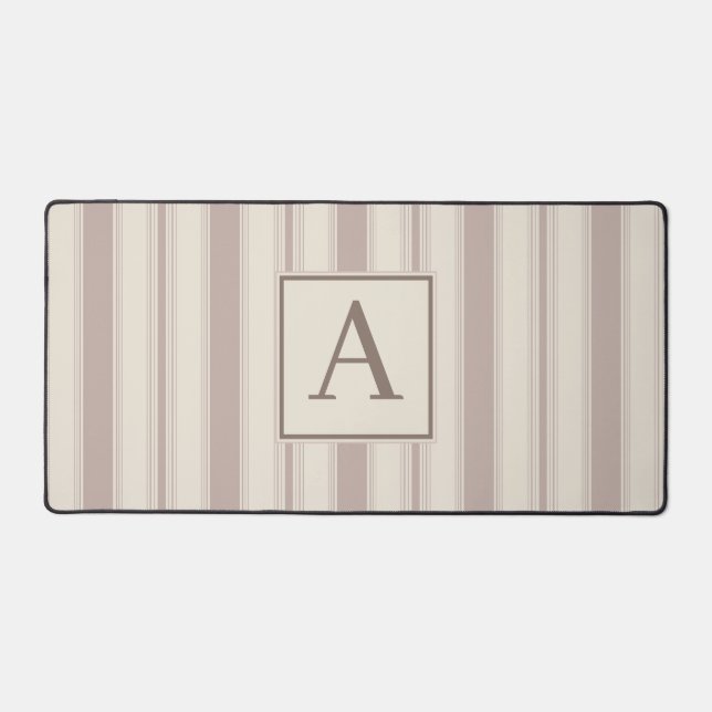Rayure rustique initiale beige et taupe de ferme (Recto)