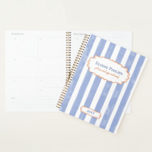 Rayures Aquarelle Bleue Cadre Orange Ondulé 