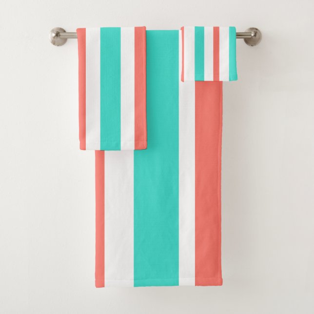 Rayures blanches et corail turquoise (En situation)