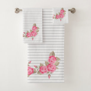 Rayures blanches et grises de rose de bourgeon